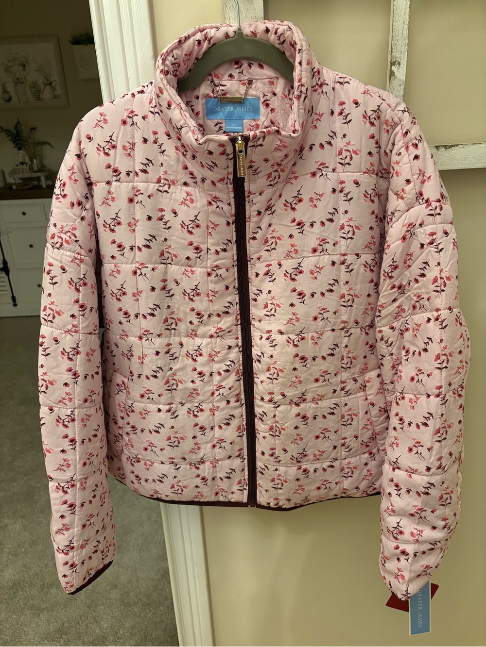 Draper James Pink Floral Quilted Puffer Jacket